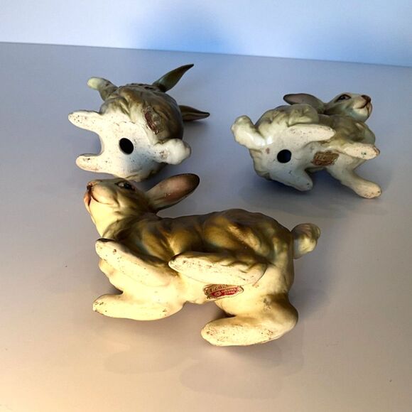 3 vintage Ucagco porcelain rabbits, bunnies so cute must see - Picture 8 of 9